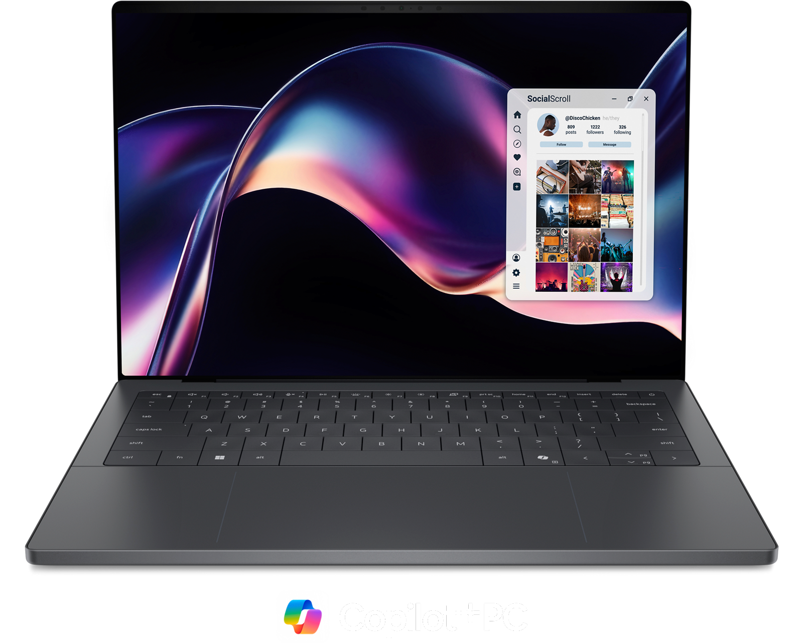 Dell XPS 14 (DA14260) — Copilot+ PC, otwarty laptop z ekranem OLED